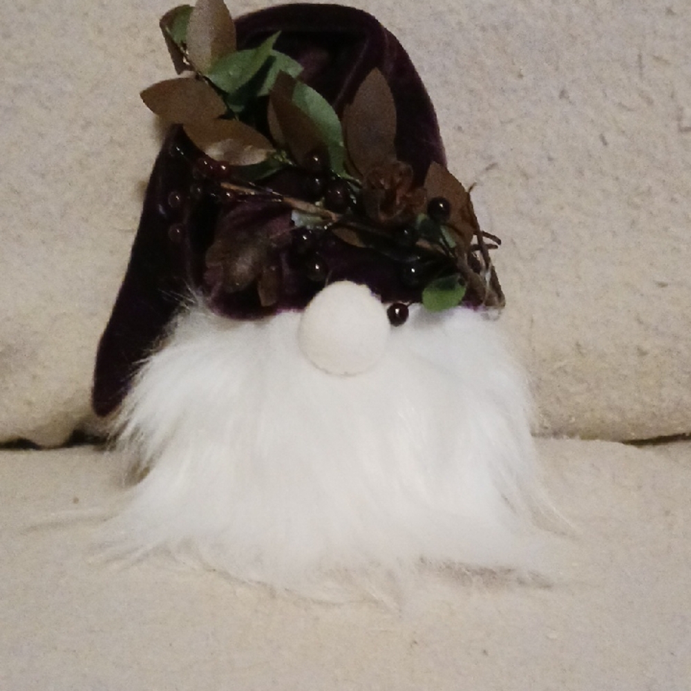 Purple Gnome Decor with White Beard